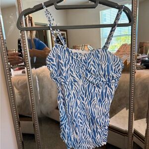 DVF for Target Blue and White Zebra Print Tank Top